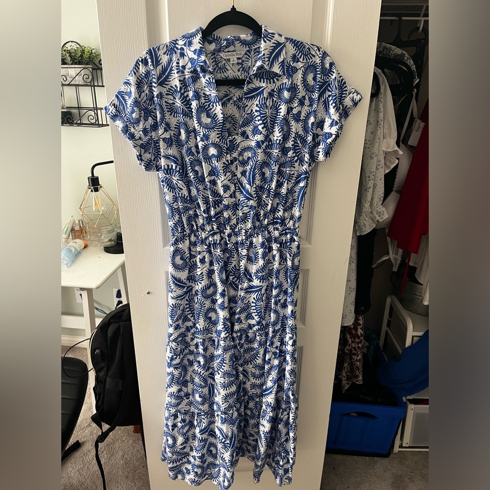 Blue and White Floral Women's Dress